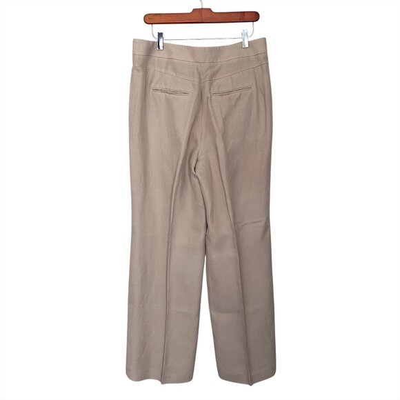 Ann Taylor Tan Khaki Wide Leg Linen Pants Career Office Coastal Quiet Luxury - Picture 2 of 10